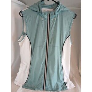 Sport Solution Green Full Zip Men Med Vest W/ Hood 7oz Lightweight Gorpcore Gear